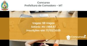 Concurso Público 1010 prefeitura de comodoro mt 98 vagas junho 2025