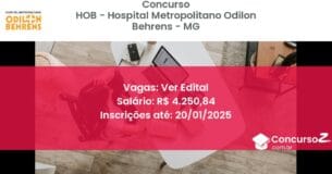 Concurso Público 102 hob hospital metropolitano odilon behrens mg ver edital junho 2025