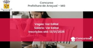 Concurso Público 103 prefeitura de aracuai mg ver edital junho 2025