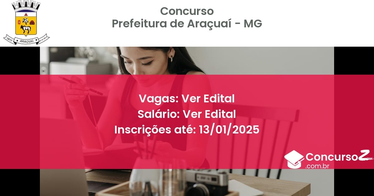 Concurso Público 103 prefeitura de aracuai mg ver edital junho 2025