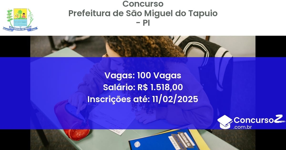 Concurso Público 1041 prefeitura de sao miguel do tapuio pi 100 vagas julho 2025