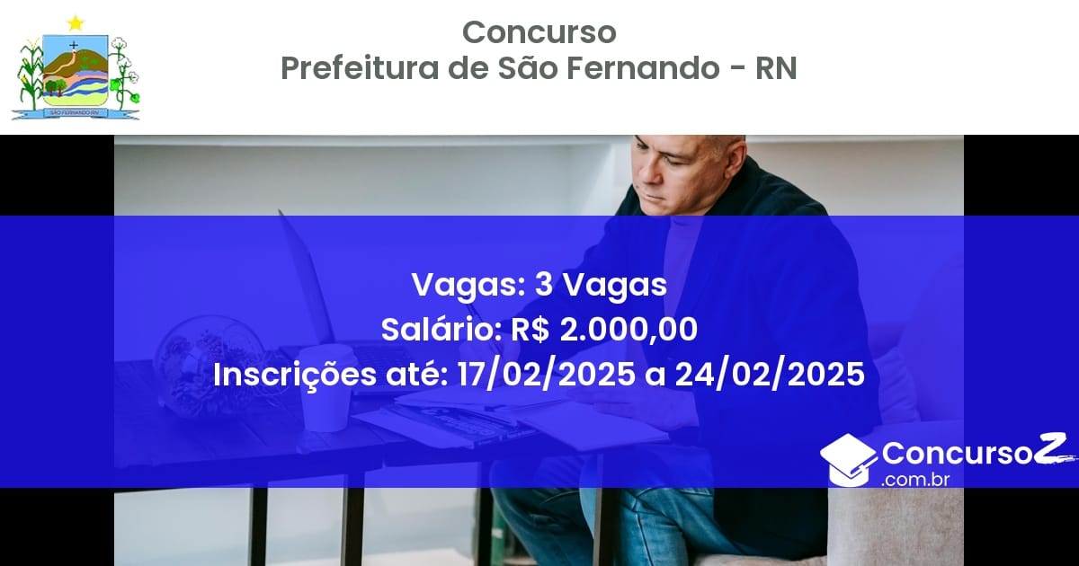 Concurso Público 1044 prefeitura de sao fernando rn 3 vagas julho 2025