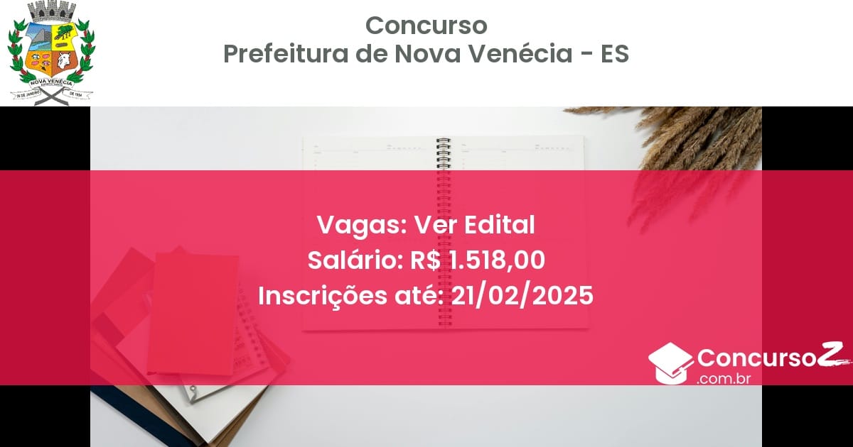 Concurso Público 1077 prefeitura de nova venecia es ver edital julho 2025