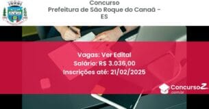 Concurso Público 1079 prefeitura de sao roque do canaa es ver edital agosto 2025