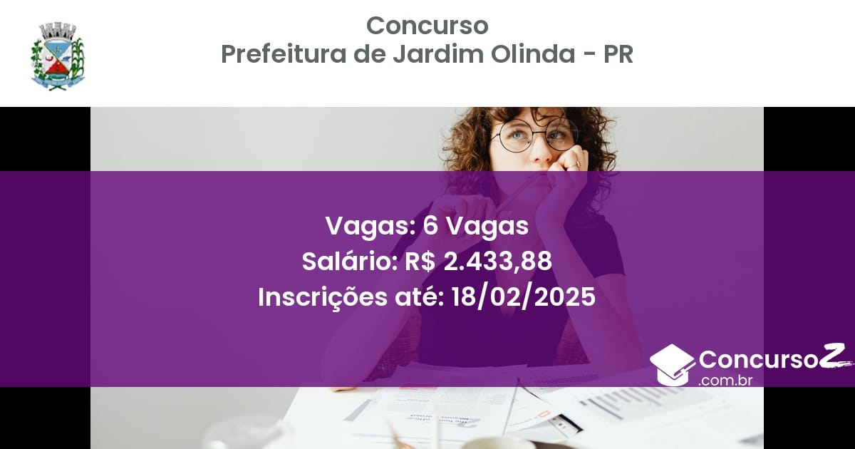 Concurso Público 1082 prefeitura de jardim olinda pr 6 vagas agosto 2025