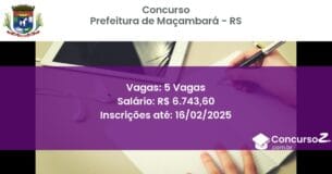 Concurso Público 1097 prefeitura de macambara rs 5 vagas junho 2025