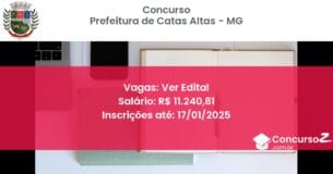 Concurso Público 111 prefeitura de catas altas mg ver edital junho 2025