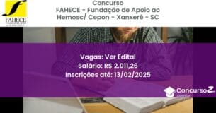 Concurso Público 1110 fahece fundacao de apoio ao hemosc cepon xanxere sc ver edital junho 2025