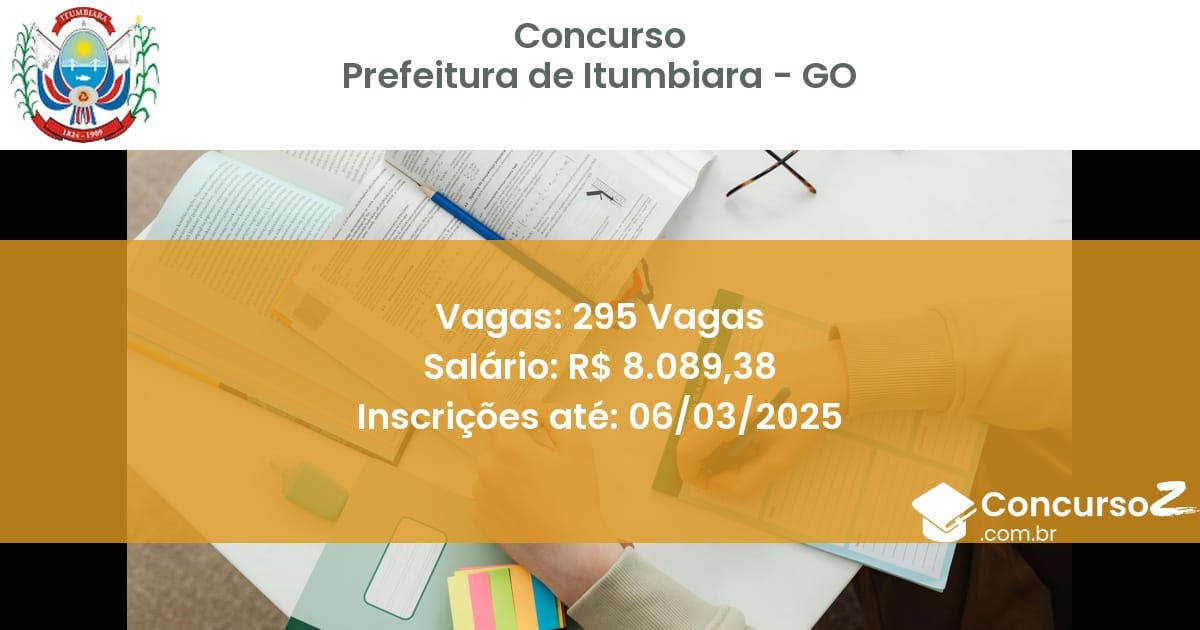 Concurso Público 1119 prefeitura de itumbiara go 295 vagas junho 2025