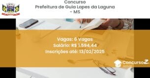 Concurso Público 1120 prefeitura de guia lopes da laguna ms 6 vagas maio 2025