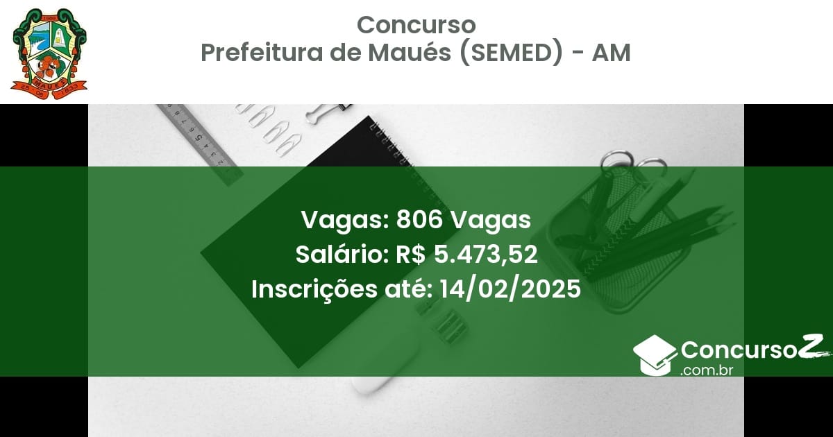Concurso Público 1129 prefeitura de maues semed am 806 vagas julho 2025