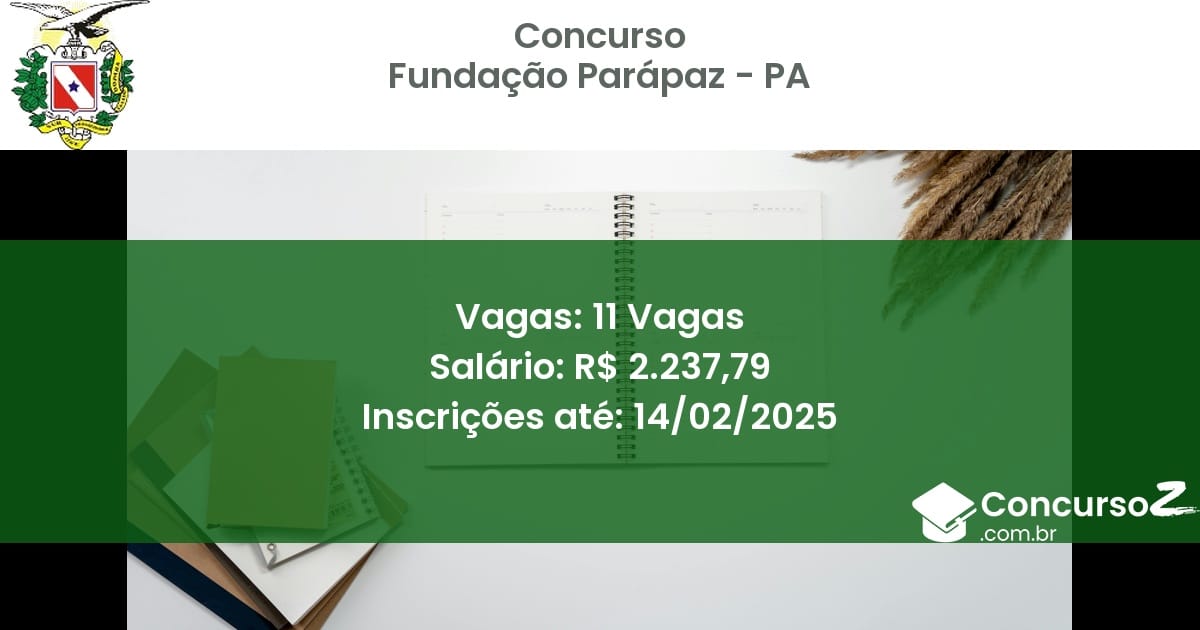 Concurso Público 1131 fundacao parapaz pa 11 vagas junho 2025