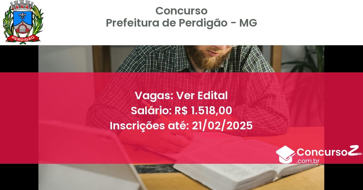 Concurso Público 1159 prefeitura de perdigao mg ver edital julho 2025