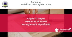 Concurso Público 1163 prefeitura de varginha mg 12 vagas junho 2025