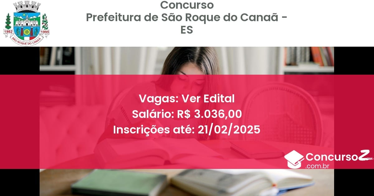 Concurso Público 1164 prefeitura de sao roque do canaa es ver edital julho 2025
