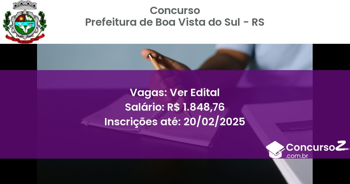 Concurso Público 1176 prefeitura de boa vista do sul rs ver edital julho 2025