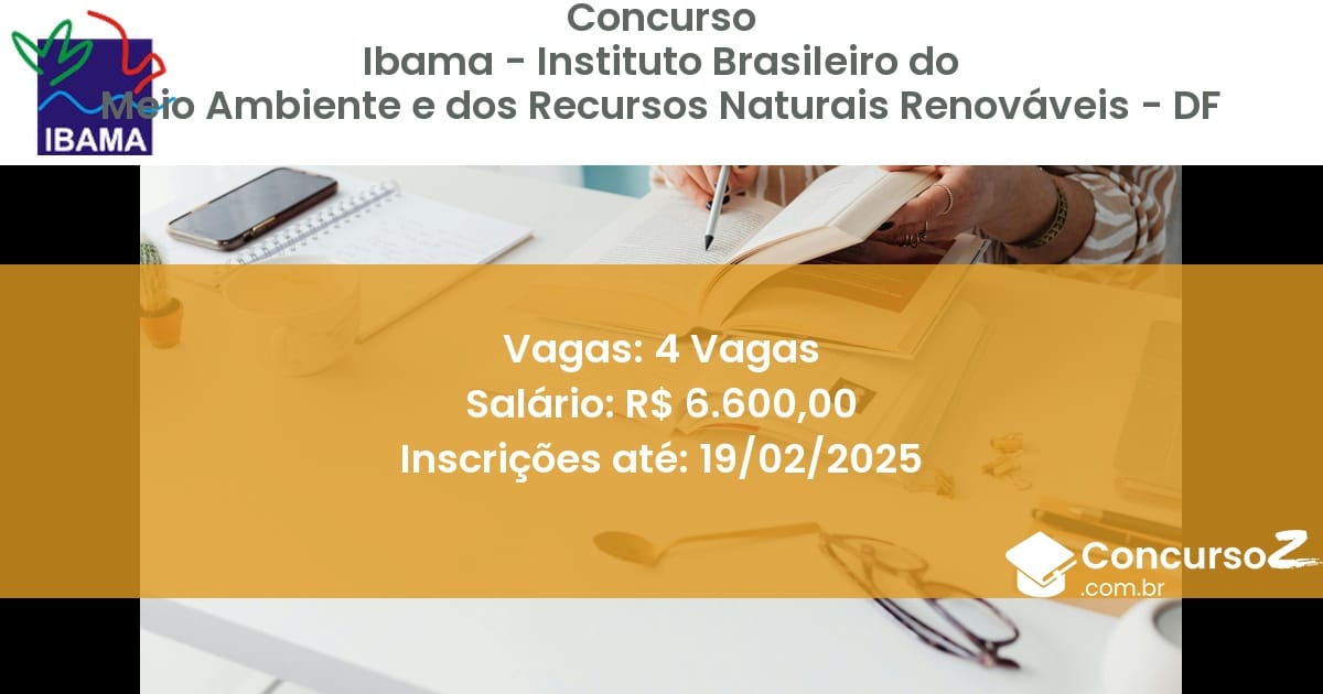 Concurso Público 1204 ibama instituto brasileiro do meio ambiente e dos recursos naturais renovaveis df 4 vagas junho 2025