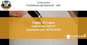 Concurso Público 1209 prefeitura de navirai ms 40 vagas julho 2025