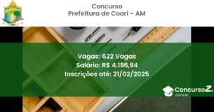 Concurso Público 1212 prefeitura de coari am 622 vagas julho 2025