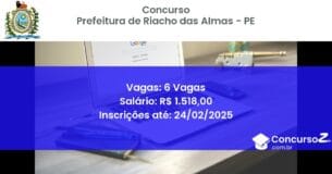 Concurso Público 1221 prefeitura de riacho das almas pe 6 vagas julho 2025