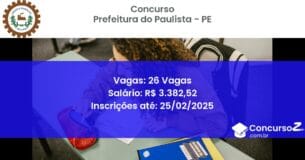 Concurso Público 1223 prefeitura do paulista pe 26 vagas junho 2025