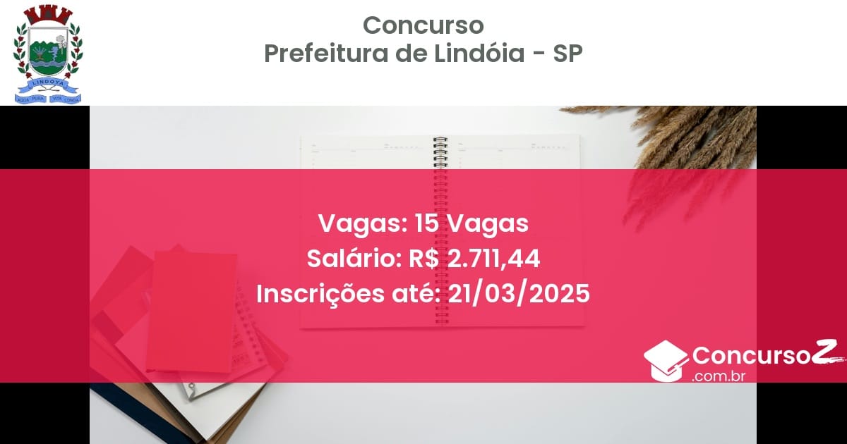 Concurso Público 1241 prefeitura de lindoia sp 15 vagas julho 2025