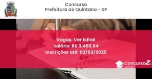 Concurso Público 1242 prefeitura de quintana sp ver edital junho 2025