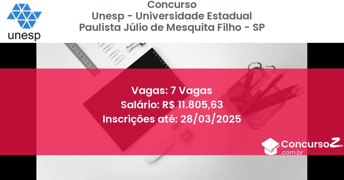 Concurso Público 1246-unesp-universidade-estadual-paulista-julio-de-mesquita-filho-sp-7-vagas atualizado em March de 2025