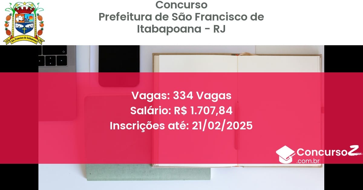Concurso Público 1250 prefeitura de sao francisco de itabapoana rj 334 vagas julho 2025