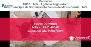 Concurso Público 1252 arisb mg agencia reguladora intermunicipal de saneamento basico de minas gerais mg 30 vagas maio 2025