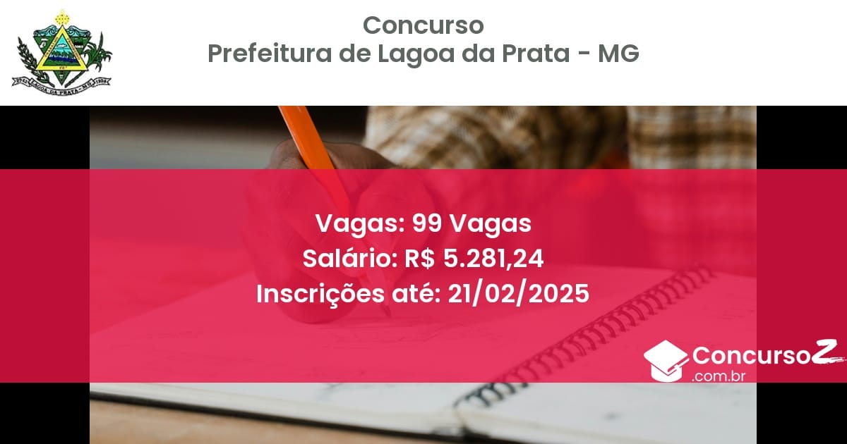 Concurso Público 1267 prefeitura de lagoa da prata mg 99 vagas outubro 2025