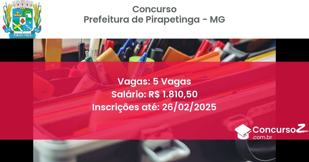 Concurso Público 1271 prefeitura de pirapetinga mg 5 vagas junho 2025