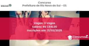 Concurso Público 1285 prefeitura de rio novo do sul es 3 vagas maio 2025