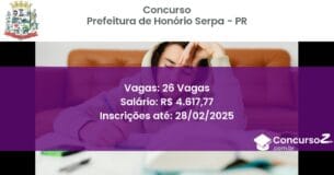 Concurso Público 1292 prefeitura de honorio serpa pr 26 vagas junho 2025