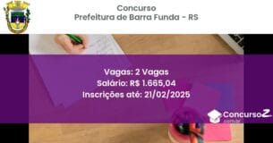 Concurso Público 1302 prefeitura de barra funda rs 2 vagas maio 2025