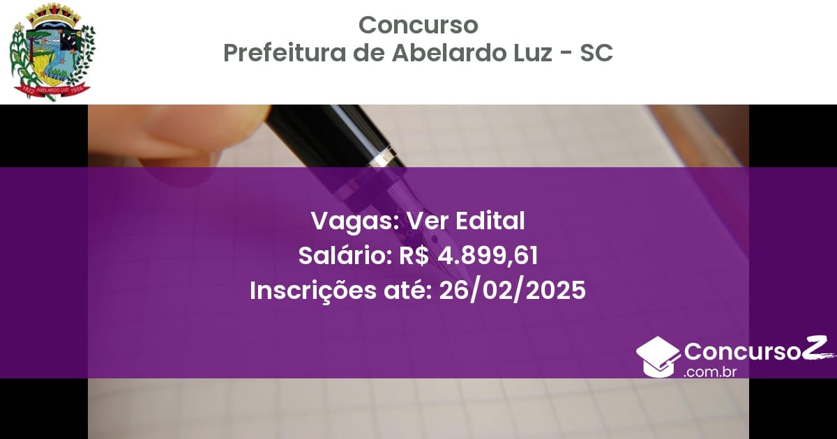 Concurso Público 1322 prefeitura de abelardo luz sc ver edital junho 2025