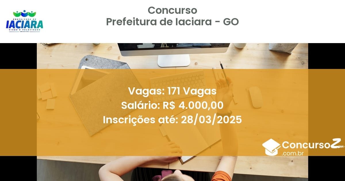 Concurso Público 1345-prefeitura-de-iaciara-go-171-vagas atualizado em March de 2025