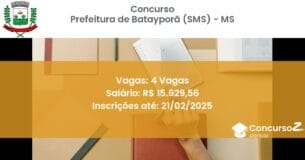 Concurso Público 1348 prefeitura de bataypora sms ms 4 vagas julho 2025