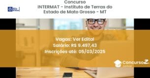 Concurso Público 1353 intermat instituto de terras do estado de mato grosso mt ver edital junho 2025