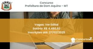 Concurso Público 1354 prefeitura de dom aquino mt ver edital junho 2025