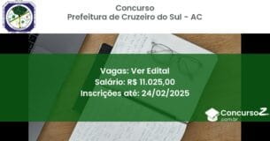 Concurso Público 1359 prefeitura de cruzeiro do sul ac ver edital junho 2025