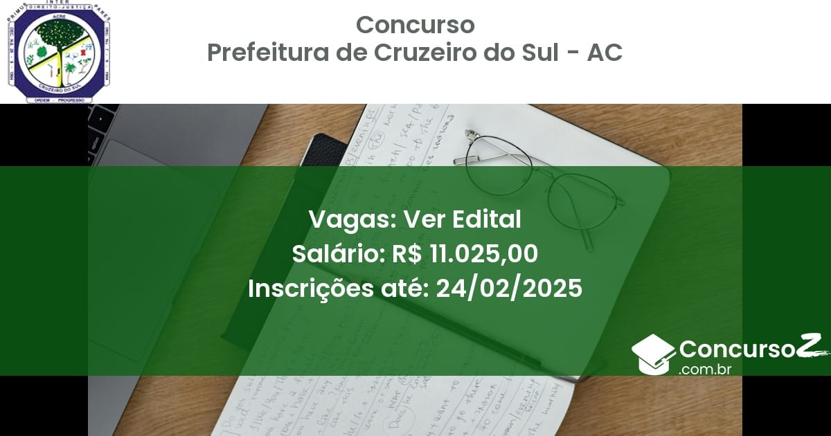 Concurso Público 1359 prefeitura de cruzeiro do sul ac ver edital junho 2025
