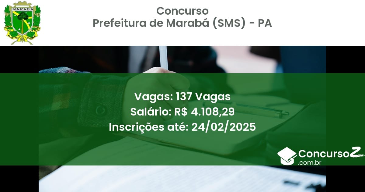 Concurso Público 1363 prefeitura de maraba sms pa 137 vagas setembro 2025