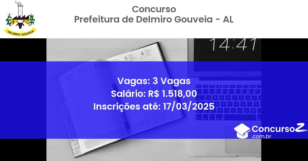 Concurso Público 1368 prefeitura de delmiro gouveia al 3 vagas junho 2025