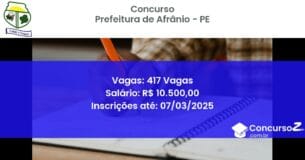 Concurso Público 1378 prefeitura de afranio pe 417 vagas junho 2025