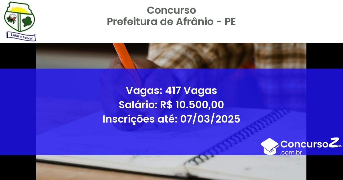 Concurso Público 1378 prefeitura de afranio pe 417 vagas julho 2025