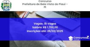Concurso Público 1381 prefeitura de bela vista do piaui pi 18 vagas julho 2025
