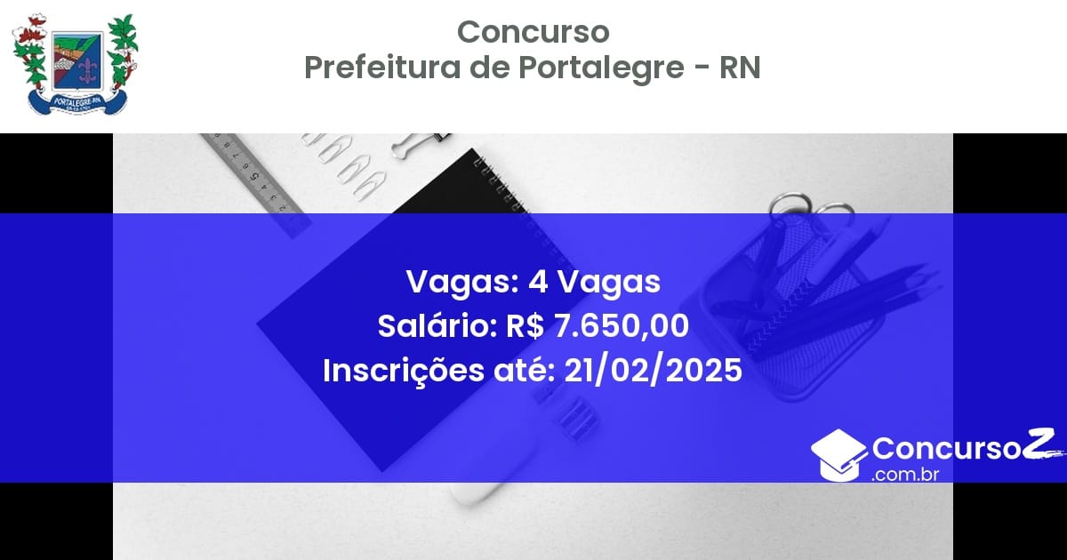 Concurso Público 1385 prefeitura de portalegre rn 4 vagas junho 2025