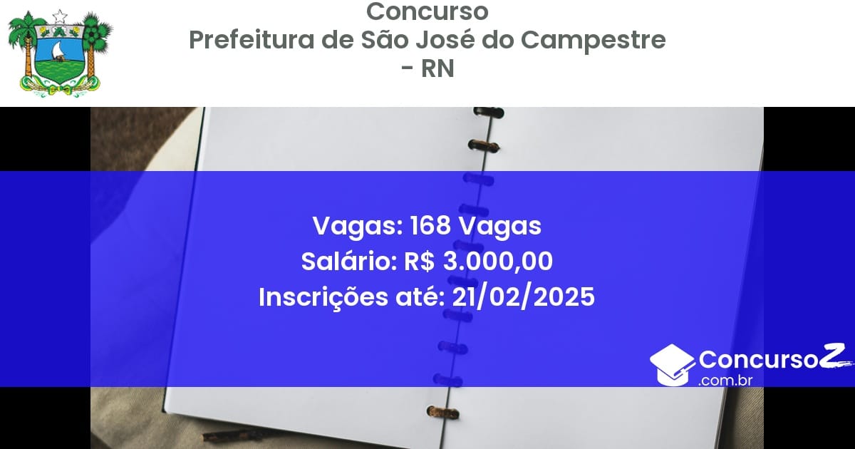 Concurso Público 1386 prefeitura de sao jose do campestre rn 168 vagas julho 2025