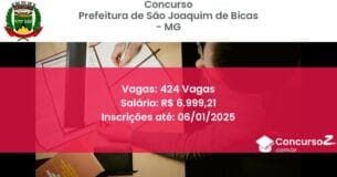 Concurso Público 146 prefeitura de sao joaquim de bicas mg 424 vagas junho 2025